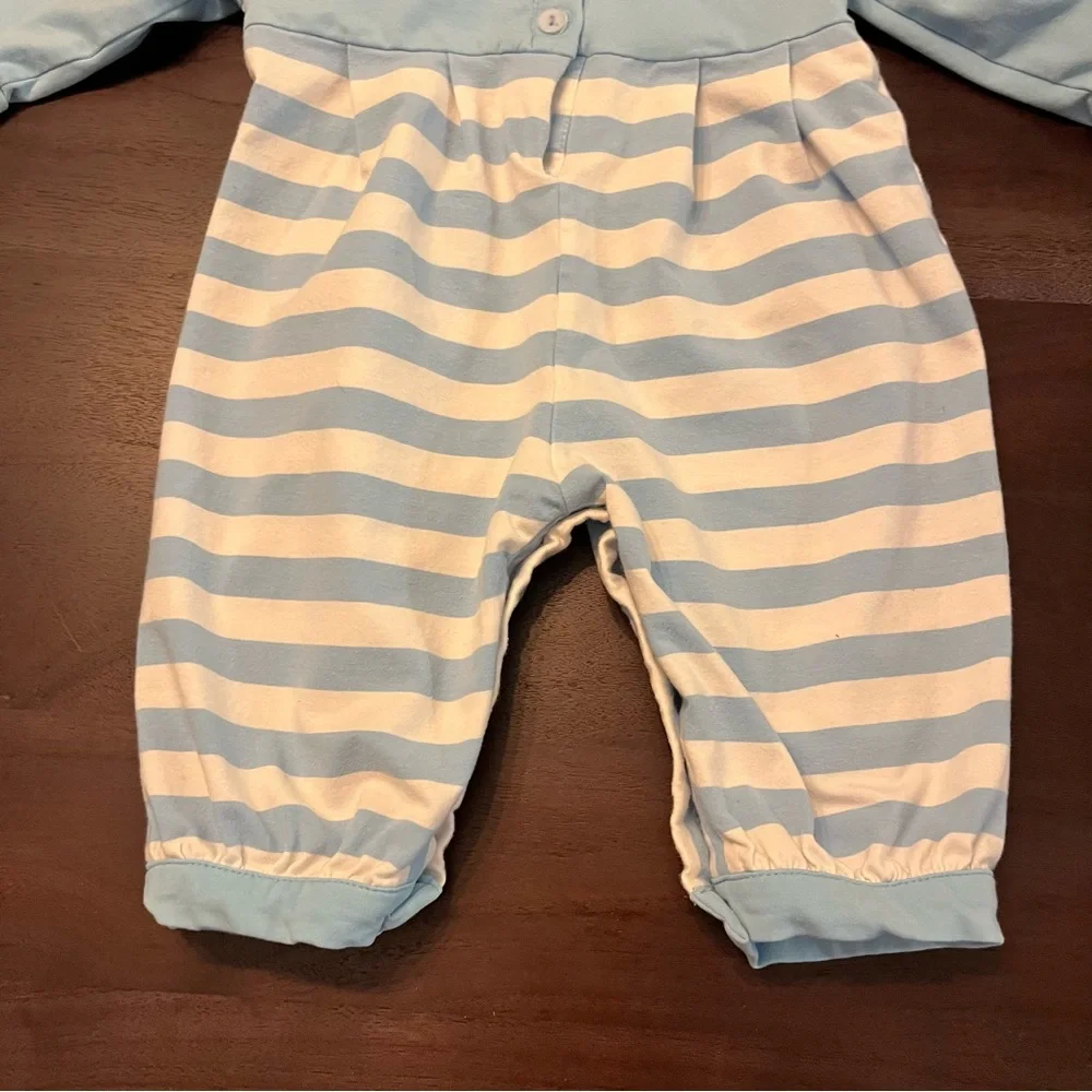 Busy Bee Smocks! Christmas Smocked Snowglobe Santa Stripe Jon Jon Romper 6 Month